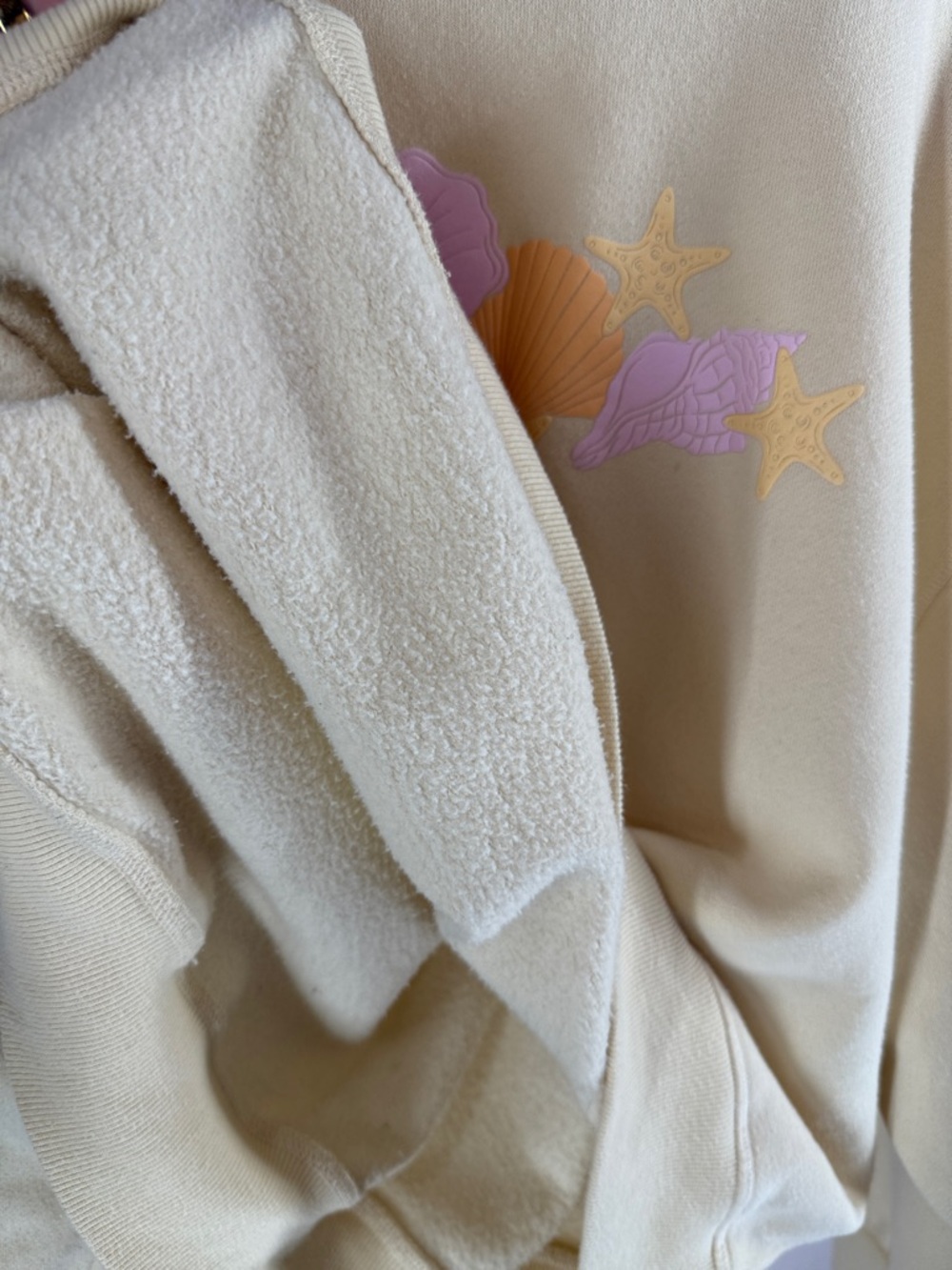 Pacsun Victoria Beach Crew Neck Cotton Blend Sweatshirt Top - Medium - Cream - Picture 17 of 17